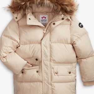 Cozy Cream Puffer Jacket with Faux Fur Hood